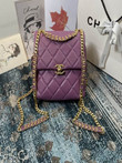 Chanel Grained Calfskin Gold-Tone Metal Purple Backpack Shoulder Bag