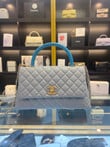 Chanel Caviar Lizard Quilted Coco Handle Flap Light Blue And Sky Bag