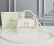 Off-White 1.4 Jitney Gummy Bag White Leather With White/Red/Blue Rope Handle