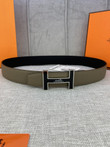 Hermes H Belt Buckle & Reversible Leather Strap, Camo/Silver