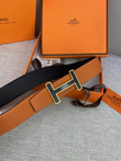Hermes H Belt Buckle & Reversible Leather Strap, Orange/Gold