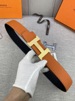 Hermes Constance Belt Buckle & Reversible Leather Strap 38mm, Orange/Gold
