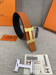 Hermes Constance Belt Buckle & Reversible Leather Strap 38mm, Orange/Gold