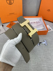 Hermes Constance Belt Buckle & Reversible Leather Strap 38mm, Vert-De-Gris/Silver