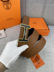 Hermes H Belt Buckle & Reversible Leather Strap, Brown/Gold