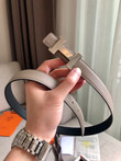 Hermes H Belt Buckle & Reversible Leather Strap 24 MM In Grey