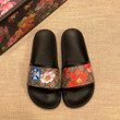 Gucci Gg Supreme Blooms Floral Print Slide Sandals In Black