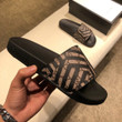 Gucci Beige Gg Supreme Chevron Slide Sandal
