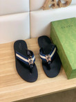 Gucci Black And Blue Stripes Thong Sandals