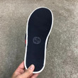Gucci Bee Print Signature Stripes Cross Strap Slide Sandals In Dark Blue