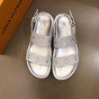 Louis Vuitton Monogram Two Straps Silver Slide Sandals