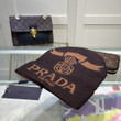 Prada Milano Letter And Logo Wool Beanie In Brown