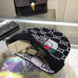 The North Face x Gucci Logo And Monogram Wool Beanie In Black Grey