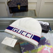 Gucci Lettering Wool Knit Beanie In White