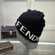 Fendi Lettering Wool Knit Beanie In Black
