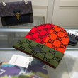 Gucci GG Motif Wool Knit Beanie In Orange/Olive