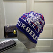 Burberry Lettering And Logo Wool Knit Beanie In Navy Blue