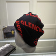 Balenciaga Allover Logo Beanie Wool Knit In Black/Red