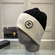 Chanel Cashmere CC Script Logo Beanie Winter Hat In Black White