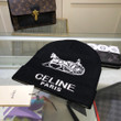 Celine Paris Monogram Logo Beanie Wool Knit Black