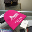 Celine Paris Monogram Logo Beanie Wool Knit Pink