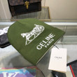 Celine Paris Monogram Logo Beanie Wool Knit Olive