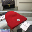 Moncler Ribbed Knit Wool Beanie In Red