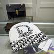 Dior Lettering And Oblique Motif Trim Beanie Wool Knit In White