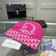 Dior Lettering And Oblique Motif Trim Beanie Wool Knit In Pink