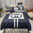 Gucci GG Motif On Blue And GG Interlocking Bedding Set