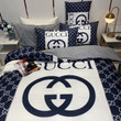 Gucci GG Motif On Blue And GG Interlocking Bedding Set