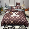 Louis Vuitton LV Monogram On Brown Pattern Bedding Set