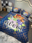 Gucci Teddy Bear And Flower Pattern Bedding Set In Navy Blue