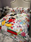 Gucci Monogram Flower And Mickey Mouse Pattern Bedding Set