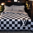 Louis Vuitton Black And White Caro Pattern Bedding Set