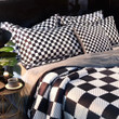 Louis Vuitton Black And White Caro Pattern Bedding Set