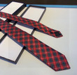 Gucci Houndstooth Silk Tie Cravatta In Red And Green