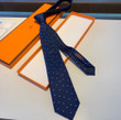 Hermes Heart Print Silk Necktie Cravatta In Blue