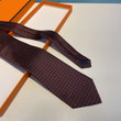 Hermes Faconnee Red H Silk Necktie Cravatta In Black