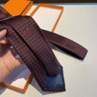 Hermes Faconnee Red H Silk Necktie Cravatta In Black