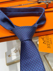 Hermes Faconnee H And Red Polka Dot Pattern Silk Necktie Cravatta In Blue
