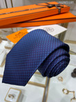 Hermes Faconnee H And Red Polka Dot Pattern Silk Necktie Cravatta In Blue