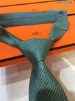 Hermes Incline H Pattern Neck Tie Cravatta In Green