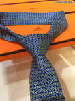 Hermes H Yellow White Maillon Pattern Neck Tie Cravatta In Blue