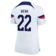USA National Team FIFA World Cup Qatar 2022 Patch Timothy Weah #22 Home Women Jersey