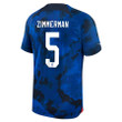 USA National Team 2022-23 Qatar World Cup Zimmerman #5 Away Youth Jersey