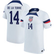 USA National Team 2022-23 Qatar World Cup Luca De La Torre #14 Home Youth Jersey