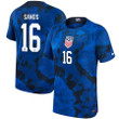 USA National Team 2022-23 Qatar World Cup James Sands #16 Away Men Jersey