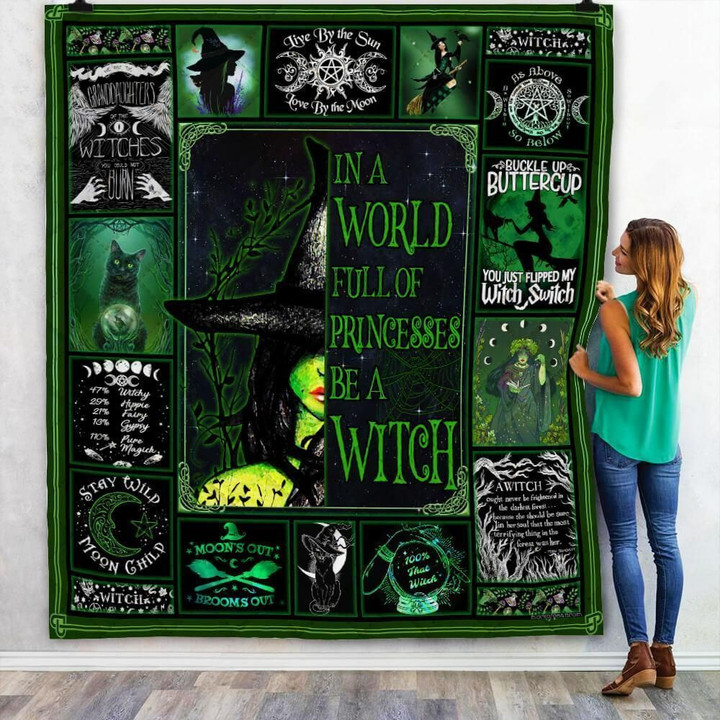 In A World Full Of Princess Be A Witch Halloween Fleece Blanket - Quilt Blanket