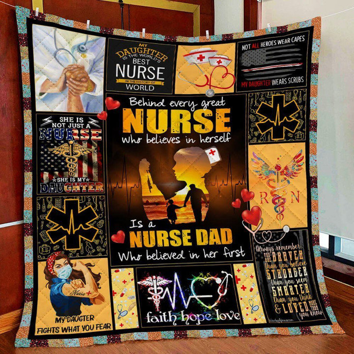 Great Nurse Dad Quilt Blanket Gift For Dad From Daughter,Gift For Nurse Dad,Birthday Gift,Family Gift